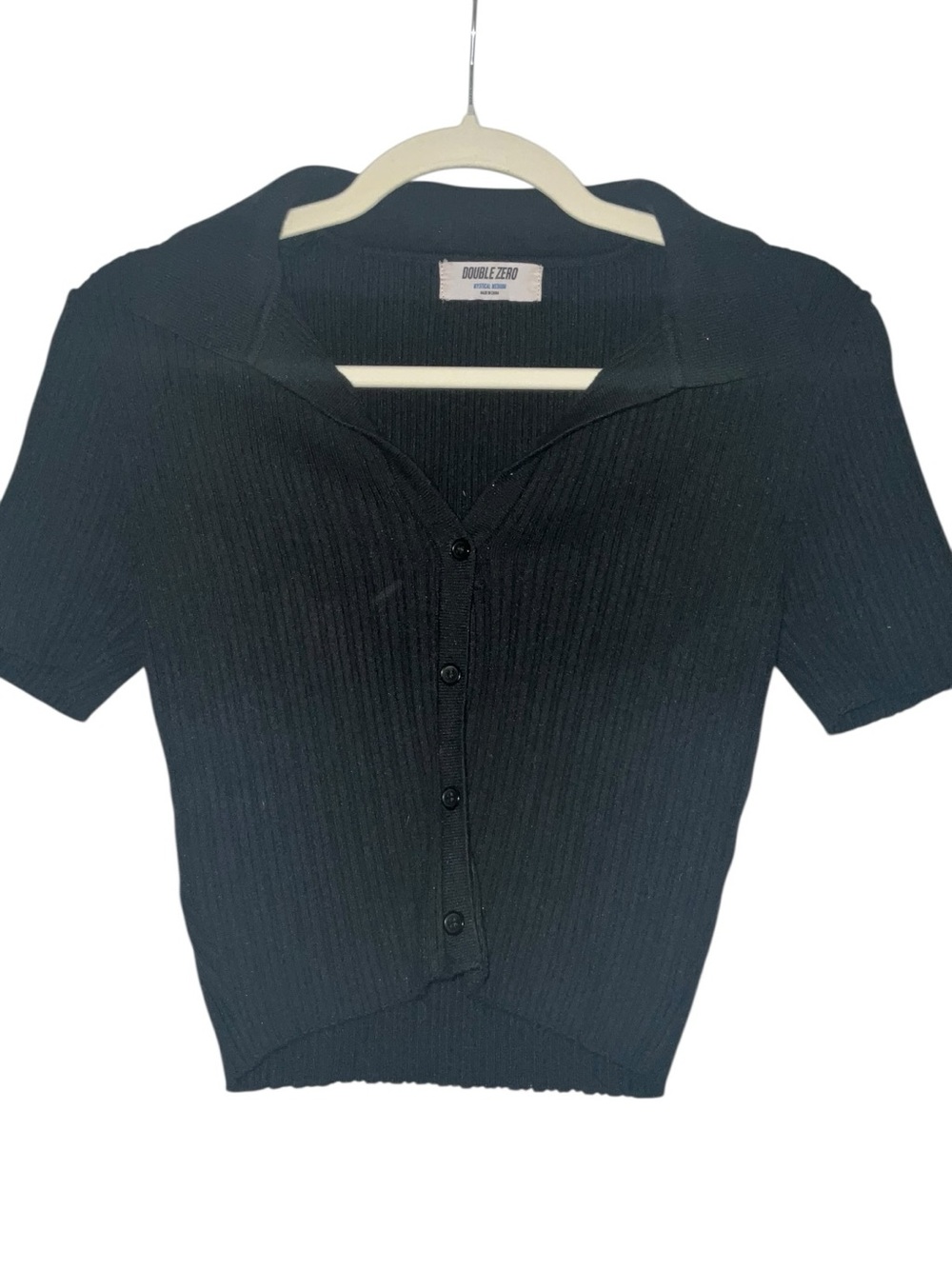 Button Front Short Sleeve Fitted Top
